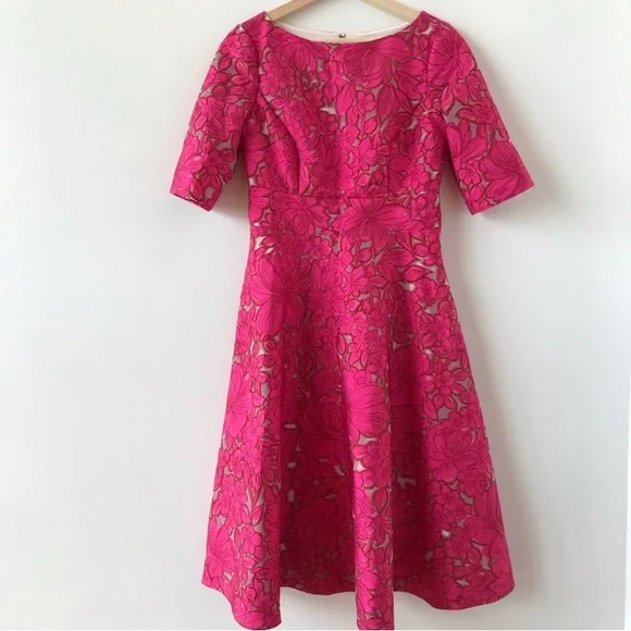 chinese dress ladies Embroidered Striped Cotton Midi Dress – Lela Rose main image 1